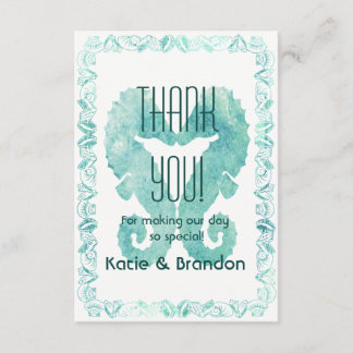 Cartão De Agradecimento Casamento de Cavalos de Beijo Obrigado em Turquesa