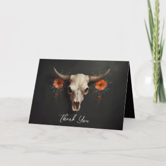 Cartão De Agradecimento Casamento de Caveira Floral de Cama Minimalista