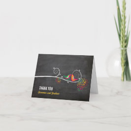 Cartão De Agradecimento Casamento de Chalkboard com Pássaros de Verão Beij