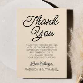 Cartão De Agradecimento Casamento de Champanhe Minimalista Moderno