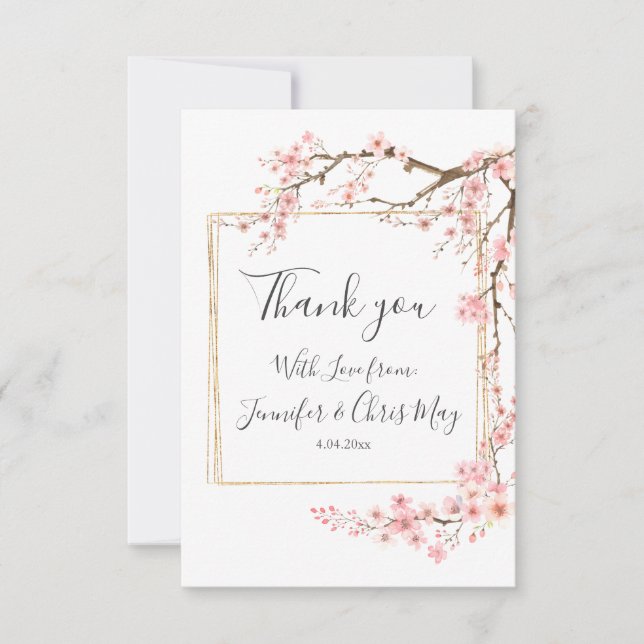 Cartão De Agradecimento Casamento de Cherry Blossom (Frente)