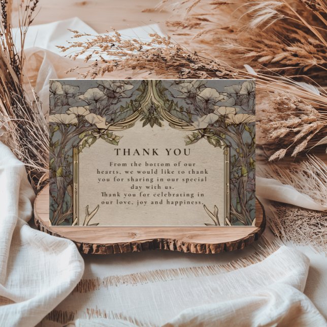 Cartão De Agradecimento Casamento de Chifre de Floresta Boho (Criador carregado)
