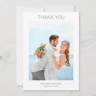 Cartão De Agradecimento Casamento de Cinzas personalizadas minimalista sim