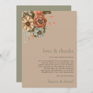 Cartão De Agradecimento Casamento de Código QR Floral de Vintage Minimalis