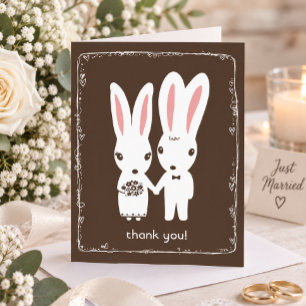 Cartão De Agradecimento Casamento de Coelhos Fofos Obrigado