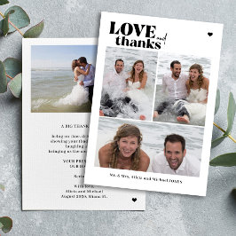 Cartão De Agradecimento Casamento de colagem de fotografias com a tipograf