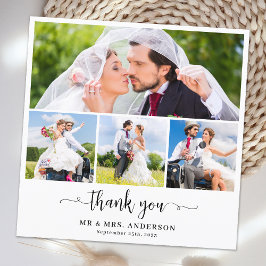 Cartão De Agradecimento Casamento de Colagem de Fotografias Personalizado