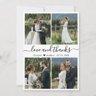 Cartão De Agradecimento Casamento de Colagem de Fotos com Script de Obriga