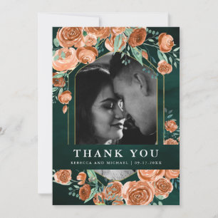 Cartão De Agradecimento Casamento de Colagem de Fotos de Flores de Terraco