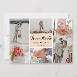 Cartão De Agradecimento Casamento de Colagem de Fotos do Elegante Chic 6