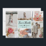 Cartão De Agradecimento Casamento de Colagem de Fotos do Elegante Chic 6 O<br><div class="desc">O moderno e elegante Cartões de agradecimentos de Casamento de Colagem de Fotos 6, "Obrigados e Amor". modelo de cartões de agradecimentos de casamento com seis (6) fotos na frente e uma (1) foto no verso. Com o roteiro "Amor e Obrigados" em uma caligrafia manuscrita a preto em azul-marinho, ou...</div>