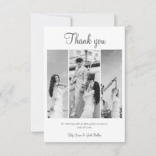 Cartão De Agradecimento Casamento de Colagem de Fotos em Preto e Branco El