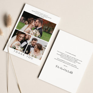 Cartão De Agradecimento Casamento de Colagem de Fotos Moderna