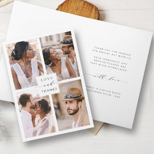 Cartão De Agradecimento Casamento de Colagem de Fotos Moderna 4