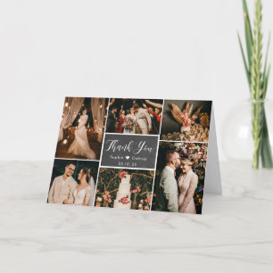 Cartão De Agradecimento Casamento de Colagem de Fotos Rustic Chalkboard 6