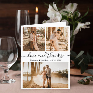 Cartão De Agradecimento Casamento de Colagem Fotográfica de Obrigados e A