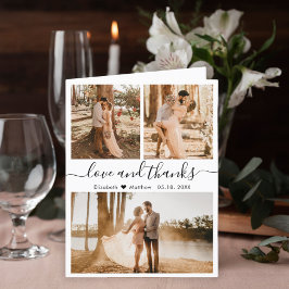 Cartão De Agradecimento Casamento de Colagem Fotográfica de Obrigados e Am