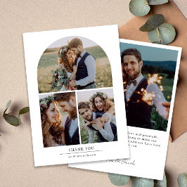 Cartão De Agradecimento Casamento de Colagem Multifotográfica em Arch Eleg