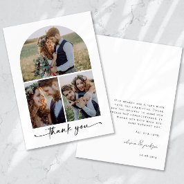 Cartão De Agradecimento Casamento de Colagem Multifotográfica em Arch Eleg