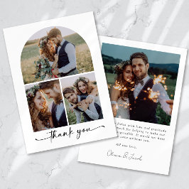 Cartão De Agradecimento Casamento de Colagem Multifotográfica em Arch Eleg