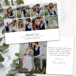 Cartão De Agradecimento Casamento de Colagem Multifotográfica Moderna