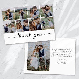 Cartão De Agradecimento Casamento de Colagem Multifotográfica Moderna
