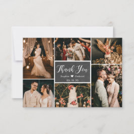 Cartão De Agradecimento Casamento de Colagem Multifotográfica Rustic Chalk