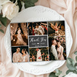 Cartão De Agradecimento Casamento de Colagem Multifotográfica Rustic Chalk<br><div class="desc">Moderno, Russo, Cartões de agradecimentos De Colagem Multifotográfica De Casamento. modelo de cartões de agradecimentos de casamento com seis (6) fotos na frente e uma (1) foto no verso. Com o texto "obrigado você" em uma letra de script de caligrafia, escrita à mão, em branco, sobre cinzas escuras ou fundo...</div>