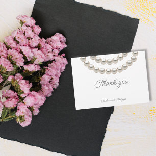 Cartão De Agradecimento Casamento de Colar de Prata Elegante