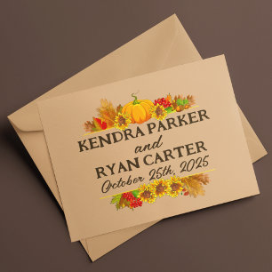 Cartão De Agradecimento Casamento de colheita de outono dos agricultores