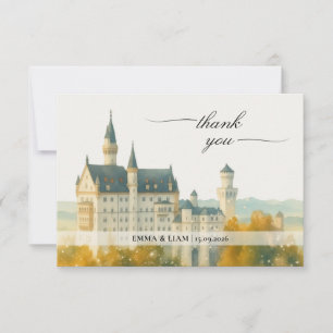 Cartão De Agradecimento Casamento de Conto de Fadas em Castelo Elegante