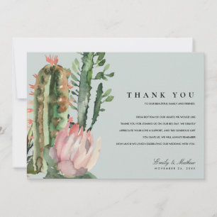 CARTÃO DE AGRADECIMENTO CASAMENTO DE COR FLORAL DE ÁGUA DO CACTUS DE TINT