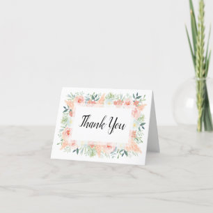 Cartão De Agradecimento Casamento de Cor Floral Floral Pampas Rosa-Esbranq