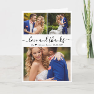 Cartão De Agradecimento Casamento de Coração com Colagem de Fotos do Scrip