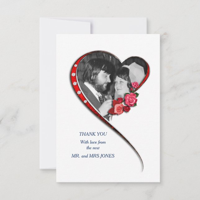 Cartão De Agradecimento Casamento de Coração Insuflável (Frente)