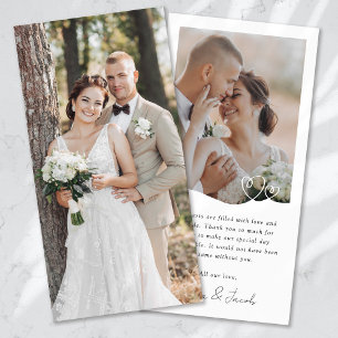 Cartão De Agradecimento Casamento de Corações de Foto Minimalista 2