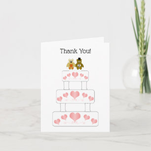 Cartão De Agradecimento Casamento de Corações Rosa Obrigado