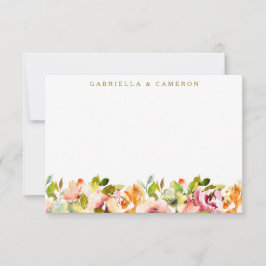 Cartão De Agradecimento Casamento De Cores De Água Botânica Floral Burgund