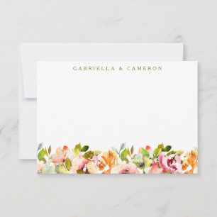 Cartão De Agradecimento Casamento De Cores De Água Botânica Floral Burgund