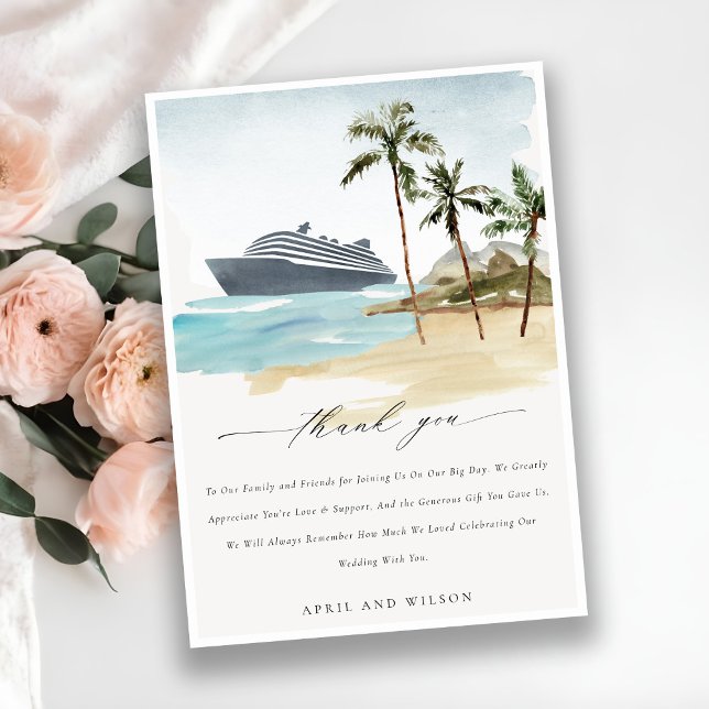 Cartão De Agradecimento Casamento de Cruzeiro de Palm Beach Tropical Chic (Criador carregado)