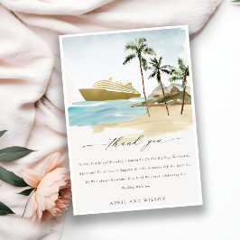 Cartão De Agradecimento Casamento de Cruzeiro de Palm Beach Tropical Chic