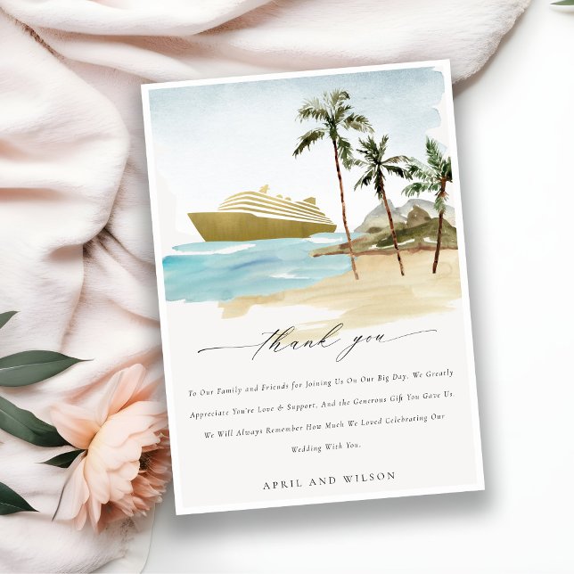 Cartão De Agradecimento Casamento de Cruzeiro de Palm Beach Tropical Chic (Criador carregado)