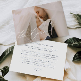 Cartão De Agradecimento Casamento de Desenho Floral Minimalista Elegante