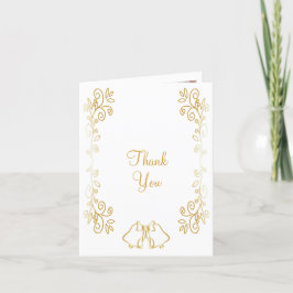 Cartão De Agradecimento Casamento de Design de Corda Dourada com Bells