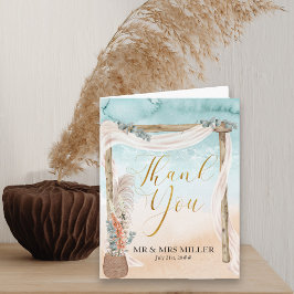 Cartão De Agradecimento Casamento de Destino de Boho Beach Arbor