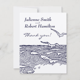 Cartão De Agradecimento Casamento de Destino de Praia Obrigado