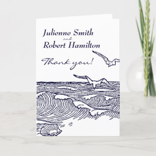 Cartão De Agradecimento Casamento de Destino de Praia Obrigado