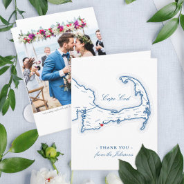 Cartão De Agradecimento Casamento de Destino Elegante de Cabo Cod