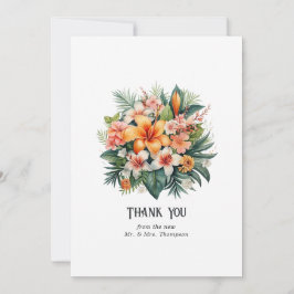 Cartão De Agradecimento Casamento de destino em aquarela no Havaí