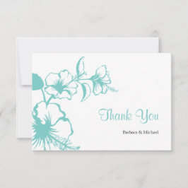 Cartão De Agradecimento Casamento de Destino Hawaii Turquoise Hibiscus